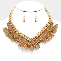 Metallic bead woven necklace