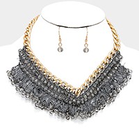 Metallic bead woven necklace