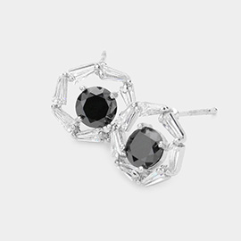 CZ Round Accented Stud Earrings