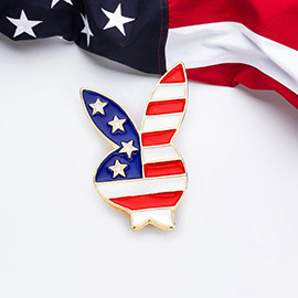 Enamel American USA Flag Playboy Bunny Pin Brooch