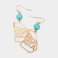 Georgia state map & semi stone turquoise earrings