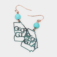 Georgia state map & semi stone turquoise earrings
