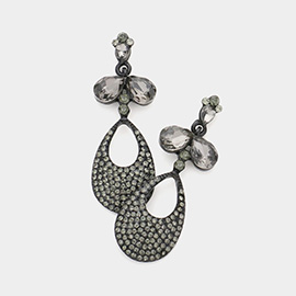 Crystal Rhinestone Pave Droplet Cut Out Evening Earrings