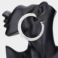 Crystal Rhinestone 2.8 Inch Hoop Earrings