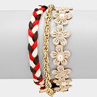 Braided thread & metal chain bracelet