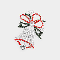 Crystal Pave Christmas Jingle Bell Pin Brooch