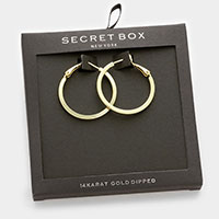 Secret box _ 14K Gold Dipped Metal Hoop Earrings