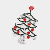 Rhinestone Christmas tree brooch