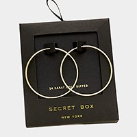 14 K gold dipped metal hoop earrings with secret box