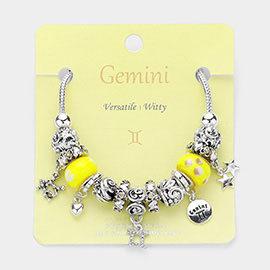 GEMINI - Multi-Beads Zodiac Sign Charm Bracelet