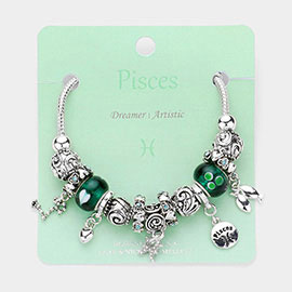 PISCES - Multi-Beads Zodiac Sign Charm Bracelet