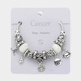 CANCER - Multi-Beads Zodiac Sign Charm Bracelet