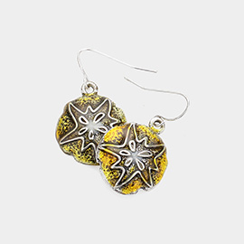 Lacquered sand dollar earrings