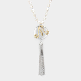 -M- Monogram Tassel Long Necklace