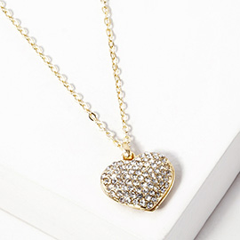 Pave heart pendant necklace