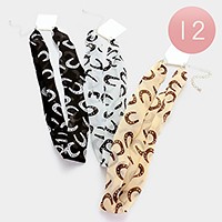 12 PCS - Horseshoe print chiffon scarf necklaces