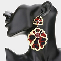 Oversized Faux Leather Back Cut Out Metal Earrings
