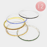 12 PCS - Pave Rhinestone Bangle Bracelets