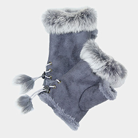 Fingerless Fur Trim Gloves