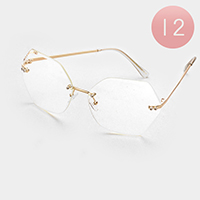 12 PCS - Oversized Frameless Hexagon Sunglasses