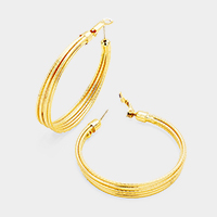 14K Gold Filled Layered Metal Hoop Earrings