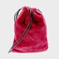 Furry Soft Faux Fur Drawstring Backpack Bag