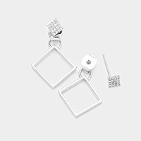 Cubic Zirconia Metal Square Earrings