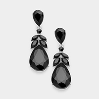 Glass Crystal Teardrop Accented Evening Earrings