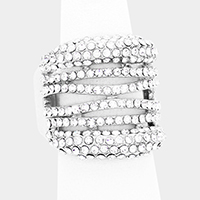 Cut Out Crystal Rhinestone Pave Stretch Ring