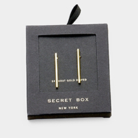 Secret Box _ 14K Gold Dipped Thin Metal Bar Earrings