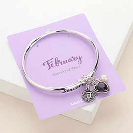 'Sincerity & Peace' February Heart Birthday Stone Charm Bracelet