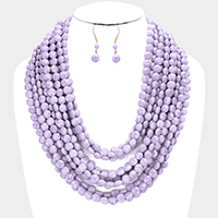 Multi Strand Faceted Round Beaded Necklace