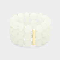 3Rows Faceted Beaded Ball Stretch Bracelet