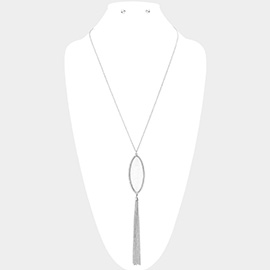 Oval Metal Drop Chain Tassel Pendant Necklace