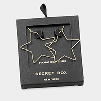 Secret Box _ 14K Gold Dipped Metal Star Hoop Earrings