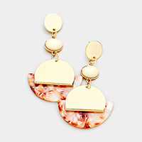 Oval Bead Half Round Celluloid Acetate Link Earrings