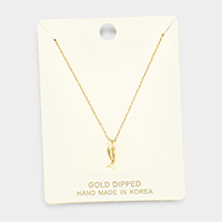 Gold Dipped Metal Fishbone Pendant Necklace