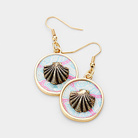 Patterned Shell Accented Dangle Earrings