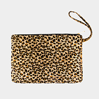 Leopard Print Large Pouch Clutch Bag