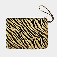 Zebra Print Large Pouch Clutch Bag