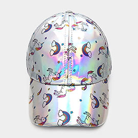 Unicorn Print Hologram Baseball Cap