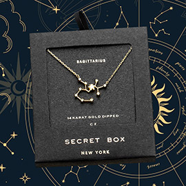 Secret Box _ 14K Gold Dipped CZ Sagittarius Zodiac Sign Pendant Necklace