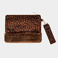 Leopard Animal Print Fur Clutch Bag