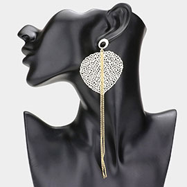18K Gold Dipped Filigree Leaf Chain Tassel Earrings