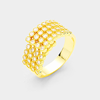 4Row Gold Plated Cubic Zirconia Adjustable Ring