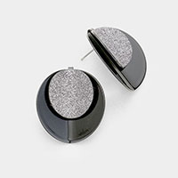 Layered Shimmering Fold Round Disc Stud Earrings