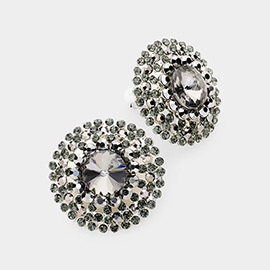 Crystal Round Evening Clip on Earrings