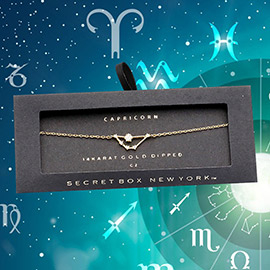 Secret Box _ 14K Gold CZ Capricorn Zodiac Sign Charm Bracelet
