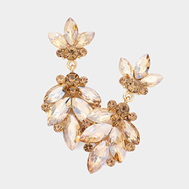 Crystal Marquise Ornate Floral Evening Earrings