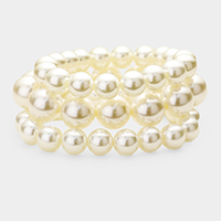 3PCS - Stackable Pearl Stretch Bracelets